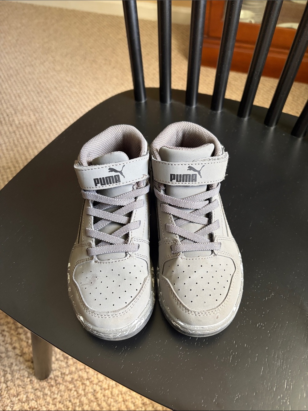 Puma Kids Gray High-Top Sneakers with Strap